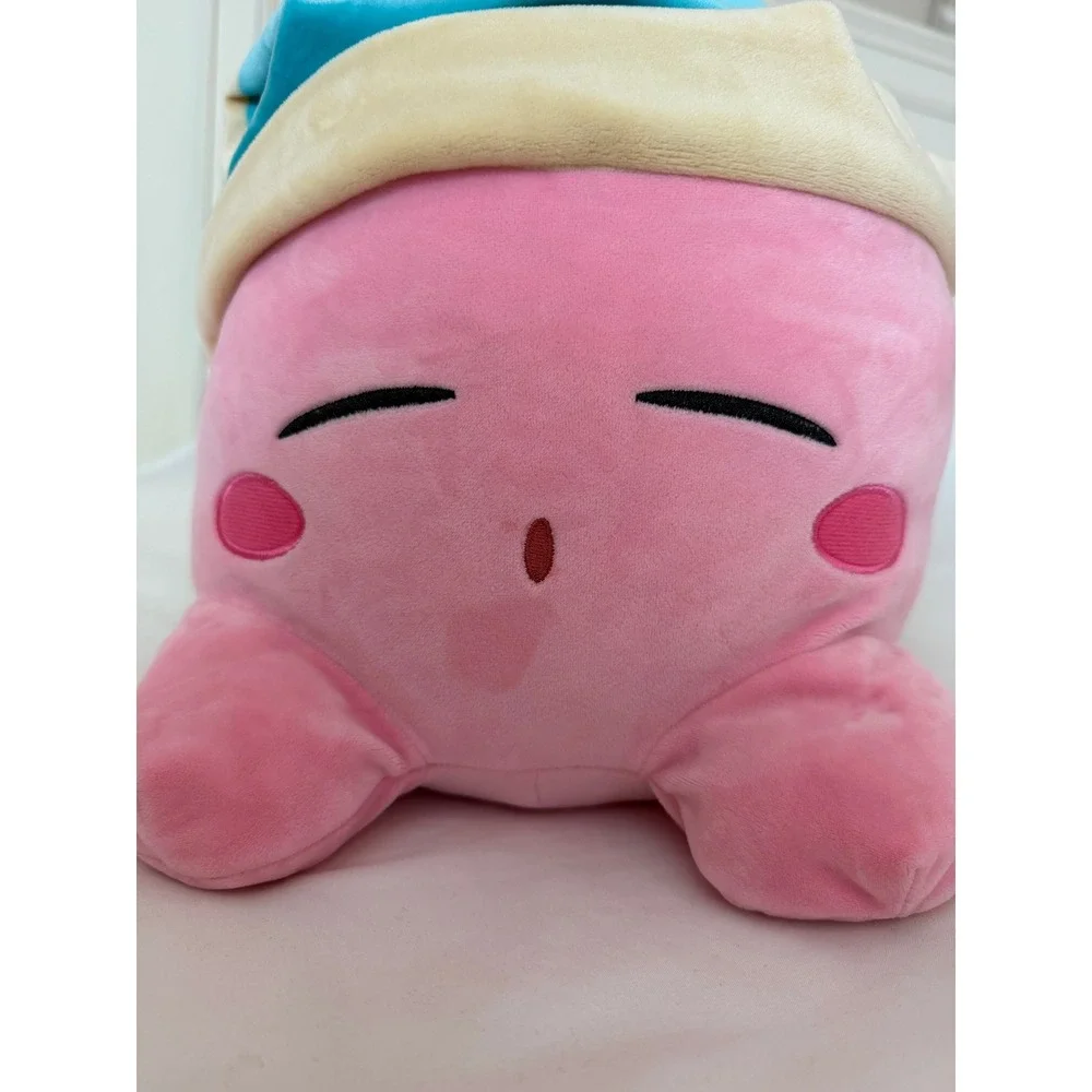 Nintendo Kirby Sleep Plush Pink Character Blue Nightcap Stuffed Toy 12 Inch